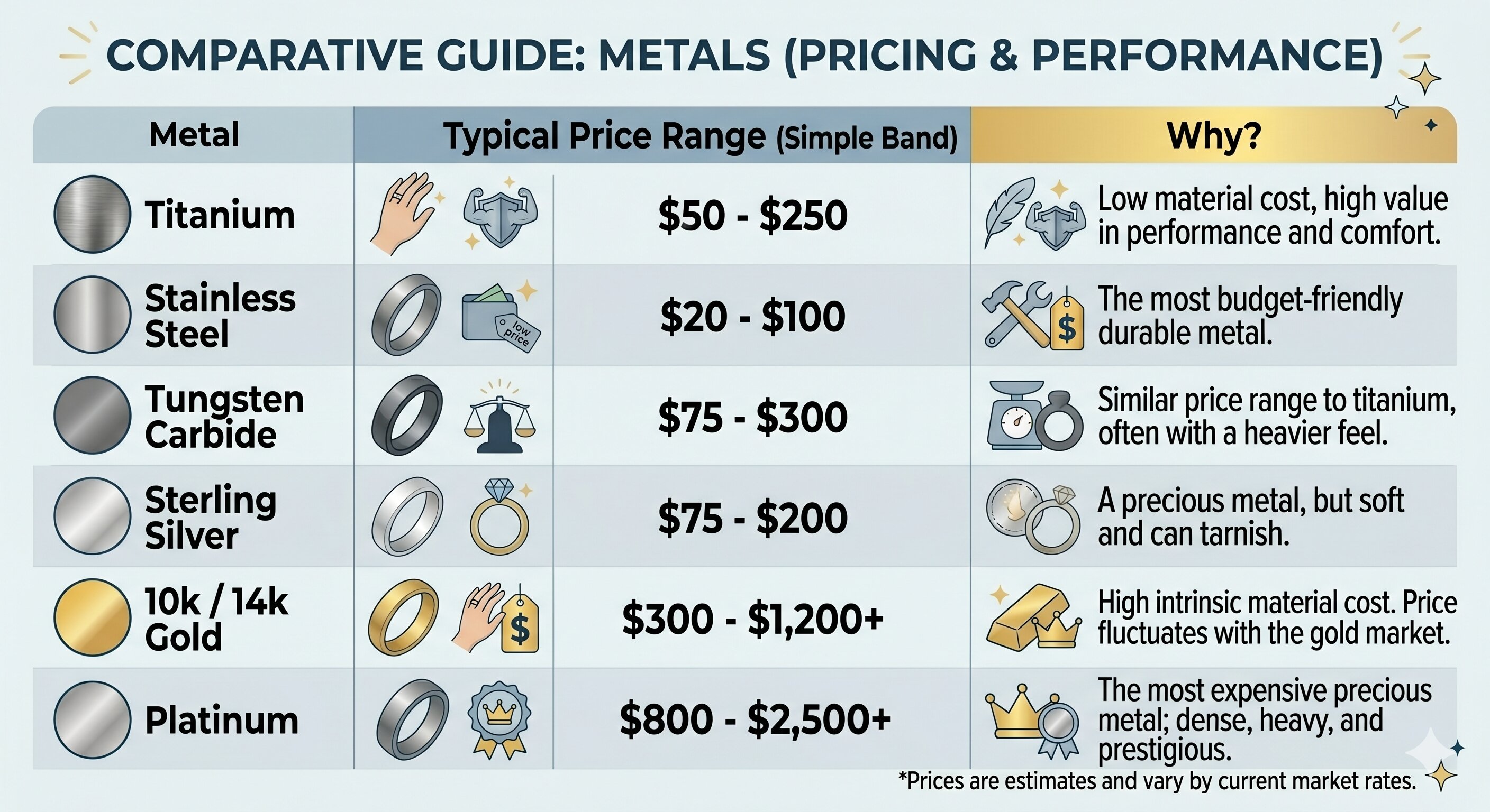 comparative guide matals price